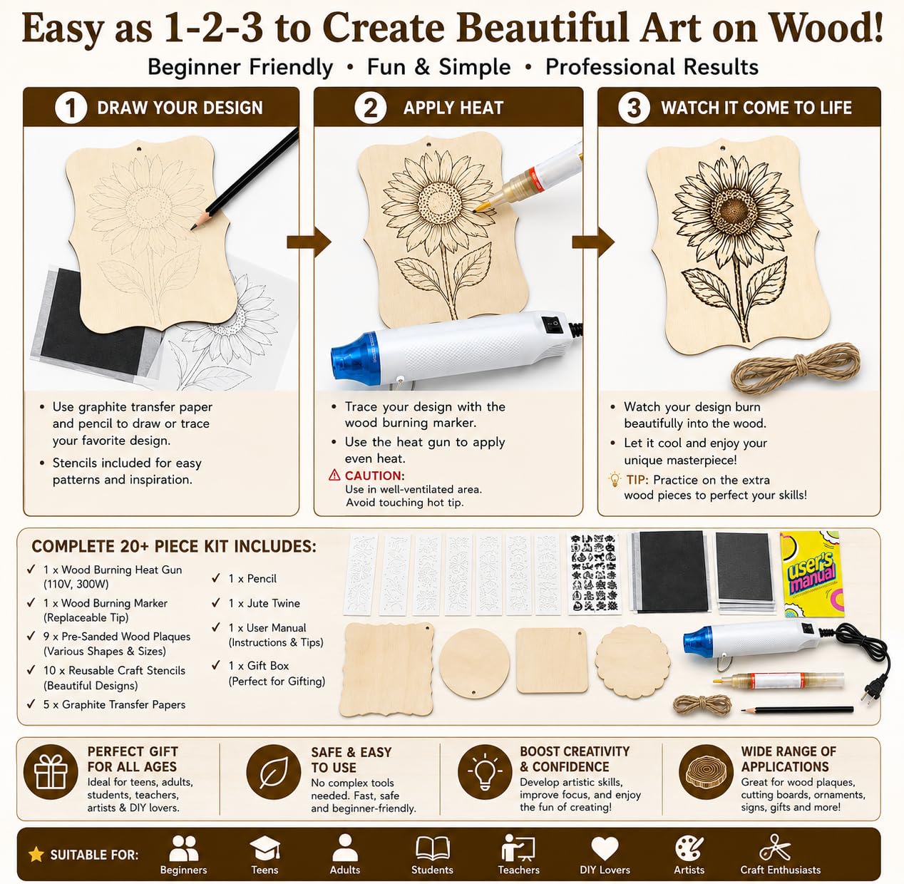 Xenolog Wood Burning Kit - Beginner Pyrography Set -4
