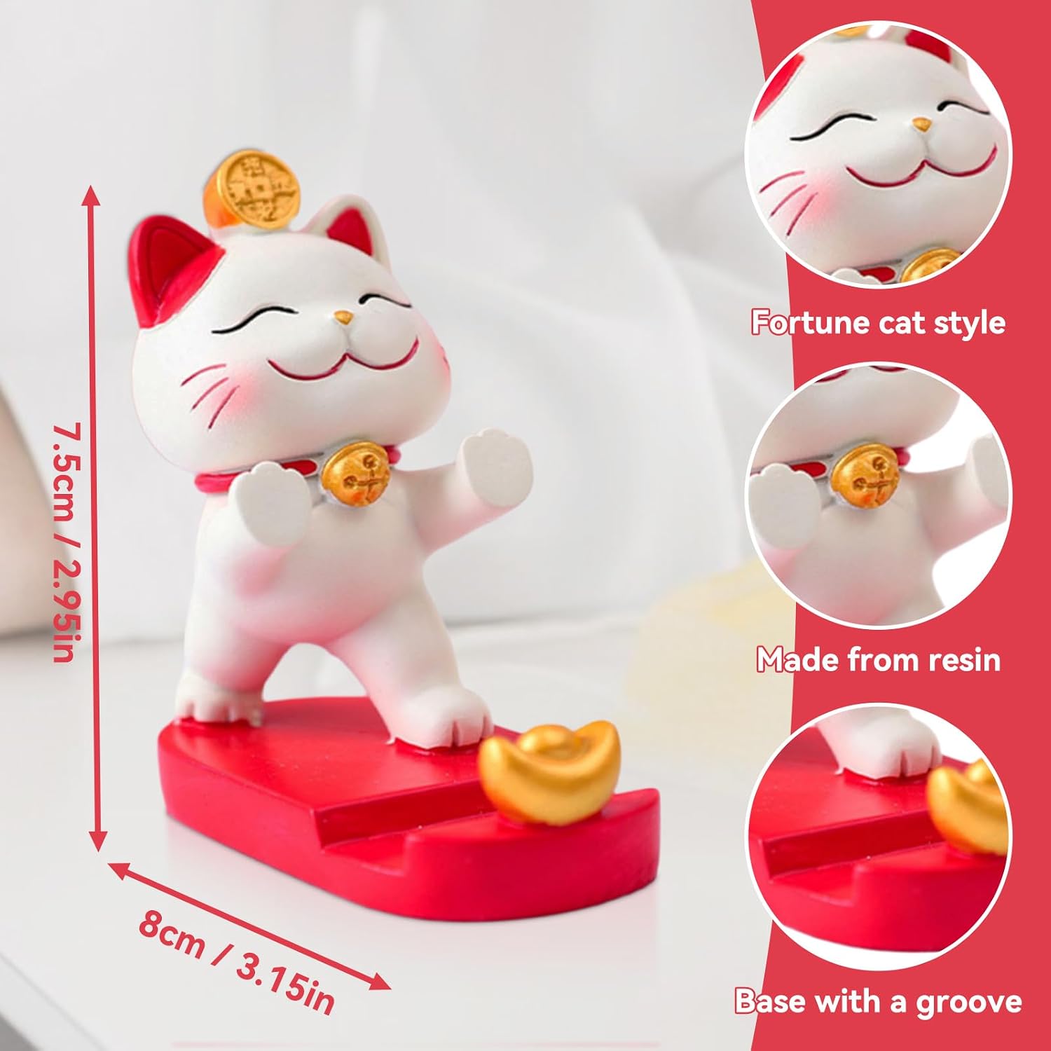 Cyrank Cute Cell Phone Stand, Cat Cell Phone Stand Animal Smartphone Holder Desk Ornament Cat Desk Accessories for All Mobile Smartphones