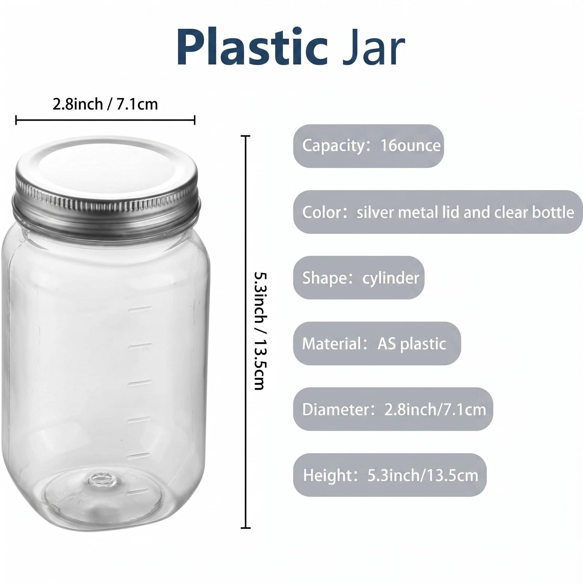 novelinks pot en plastique transparent de 16 oz avec couvercle rotatif - récipient de stockage de boue en plastique réutilisable, rond et vide - sans bisphénol A (paquet de 20)