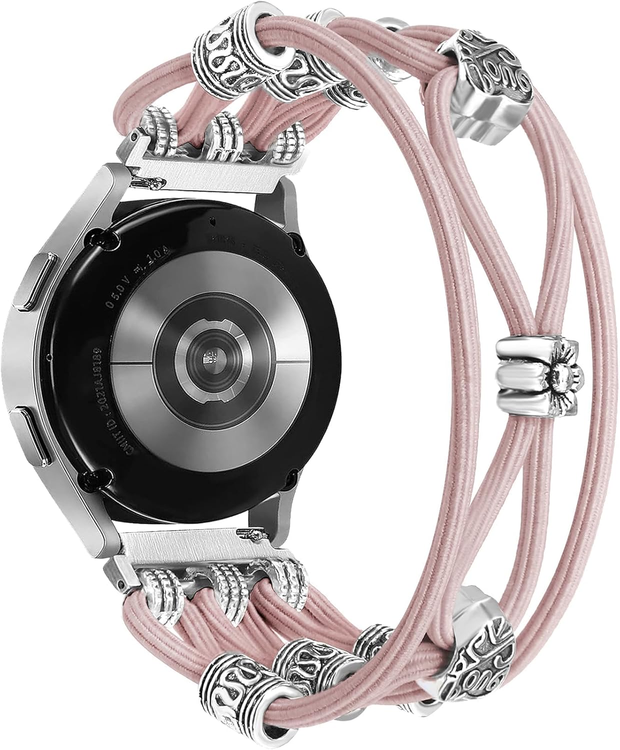 Beaded Bracelet Compatible for Samsung Galaxy Watch 7/6/5/4/Active 2 40mm 44mm, 6 Classic 43mm 47mm, 5 Pro 45mm/Watch 4 Classic 42mm 46mm, 20mm Boho Stretchy Strap for Women