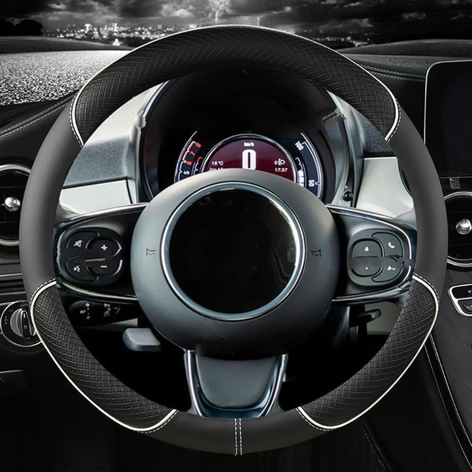 JABBNGD Steering Wheel Cover, for Dodge Caliber Hatchback 2006-2011 Car Steering Wheel Protector Anti-Slip Breathable Ergonomic Design Wear Resistant,B