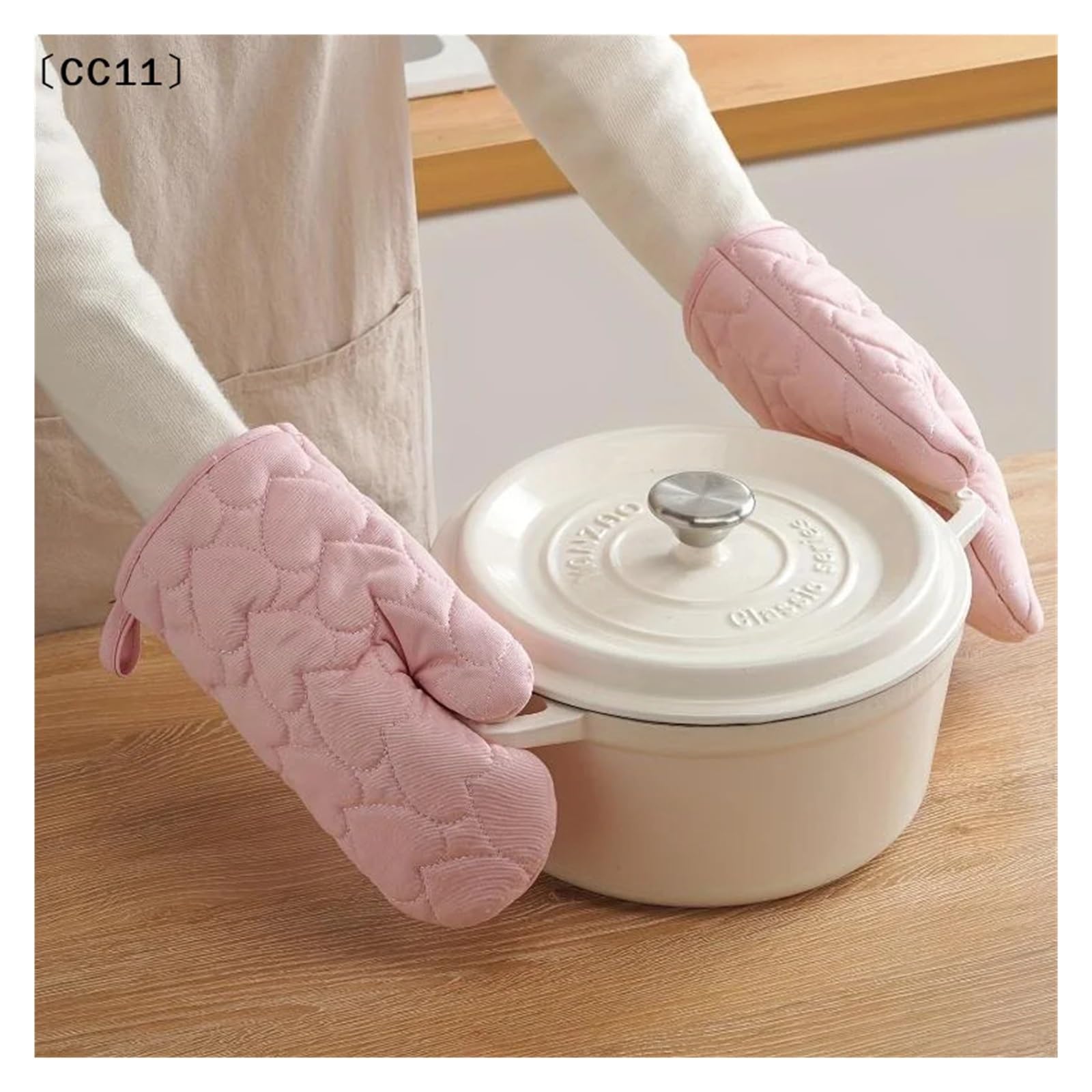 MRKU Backhandschuhe, Ofenhandschuhe, kompatibel mit 4-teiligem Topflappen-Set für die Küche