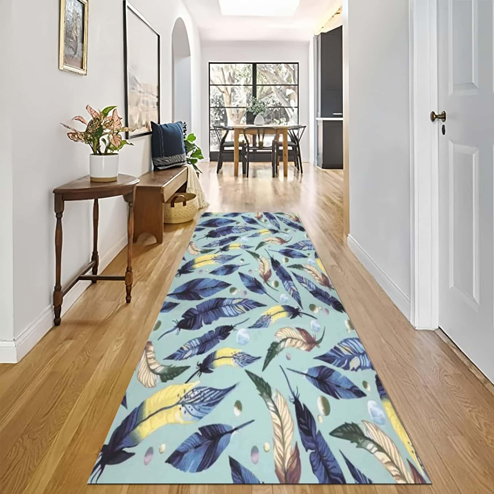 Tapiscoureur bleu jaune résistant et moquette d'intérieur 120 x 900 cm