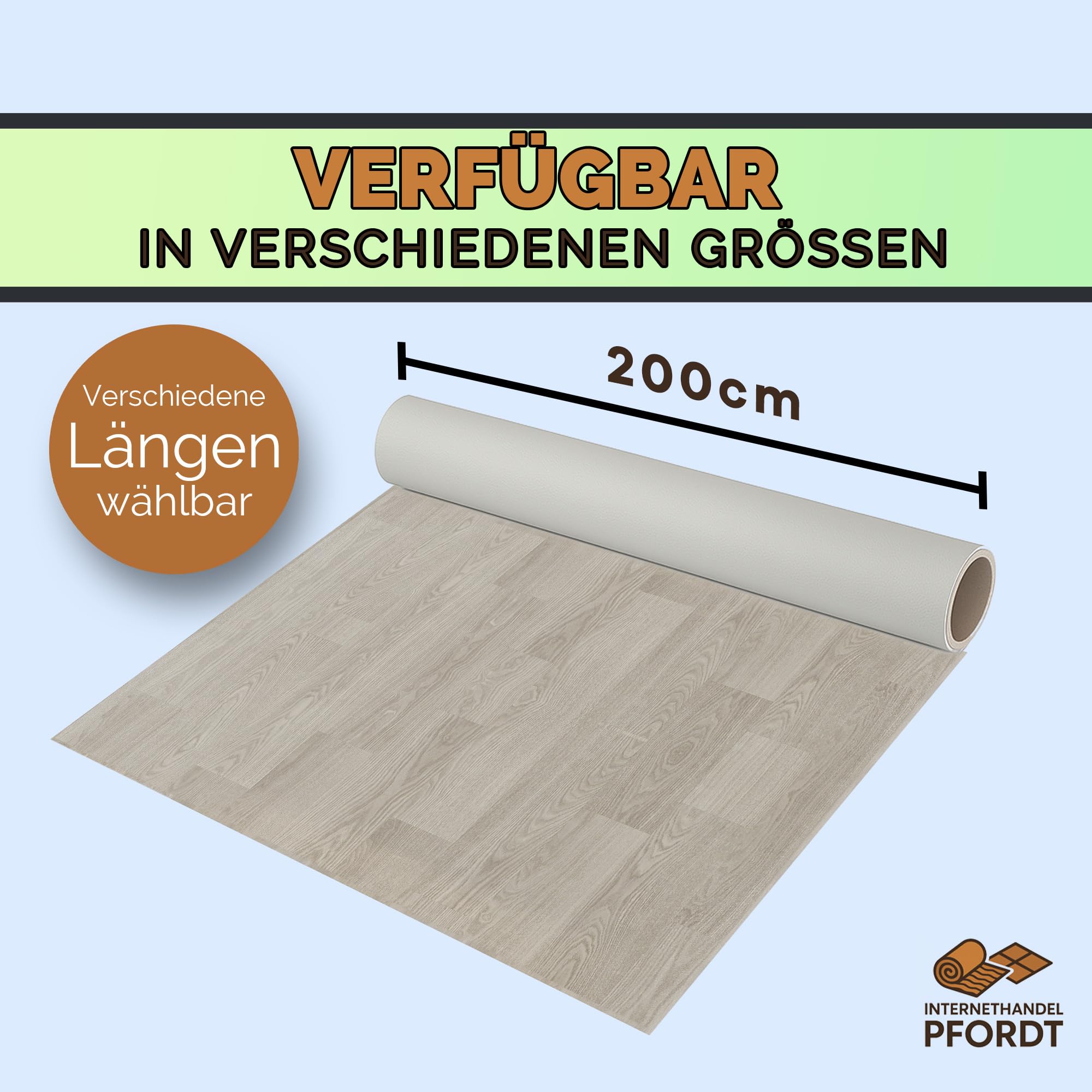 CV Bodenbelag Lugana Holz Optik Grau, 350x200 cm, pflegeleichter PVC Vinylboden in Holzoptik, Meterware für Küche und Wohnzimmer