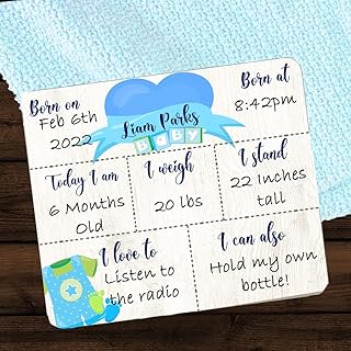 Baby Monthly Milestone - Personalized Memory Board - Baby Boy Stuff - Heart Shape Baby Photo Prop with Custom Name