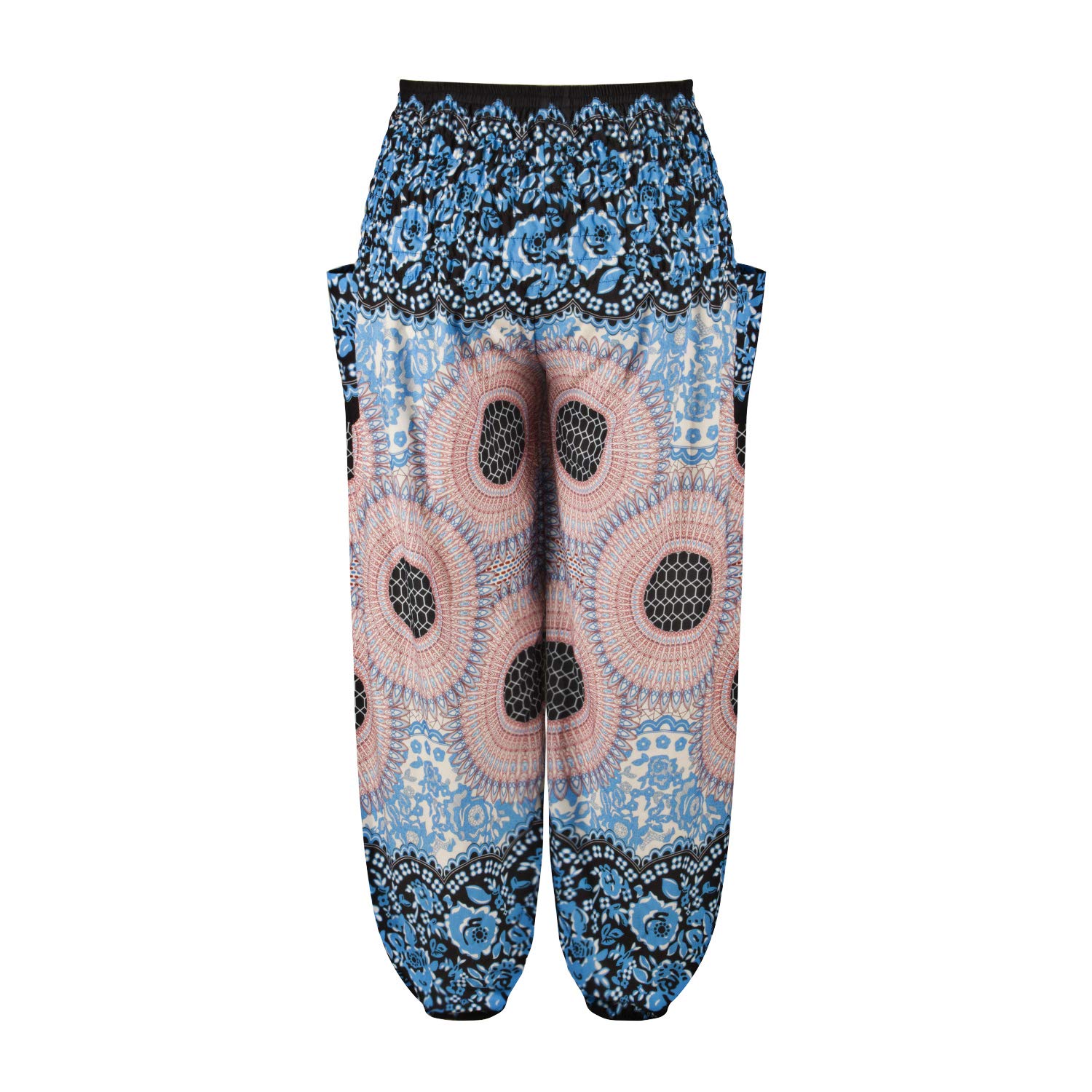 dilake Women's Harem Pants, Women's Boho Yoga Pants High Waist Hippie Palazzo Casual Beach Pants with Pockets