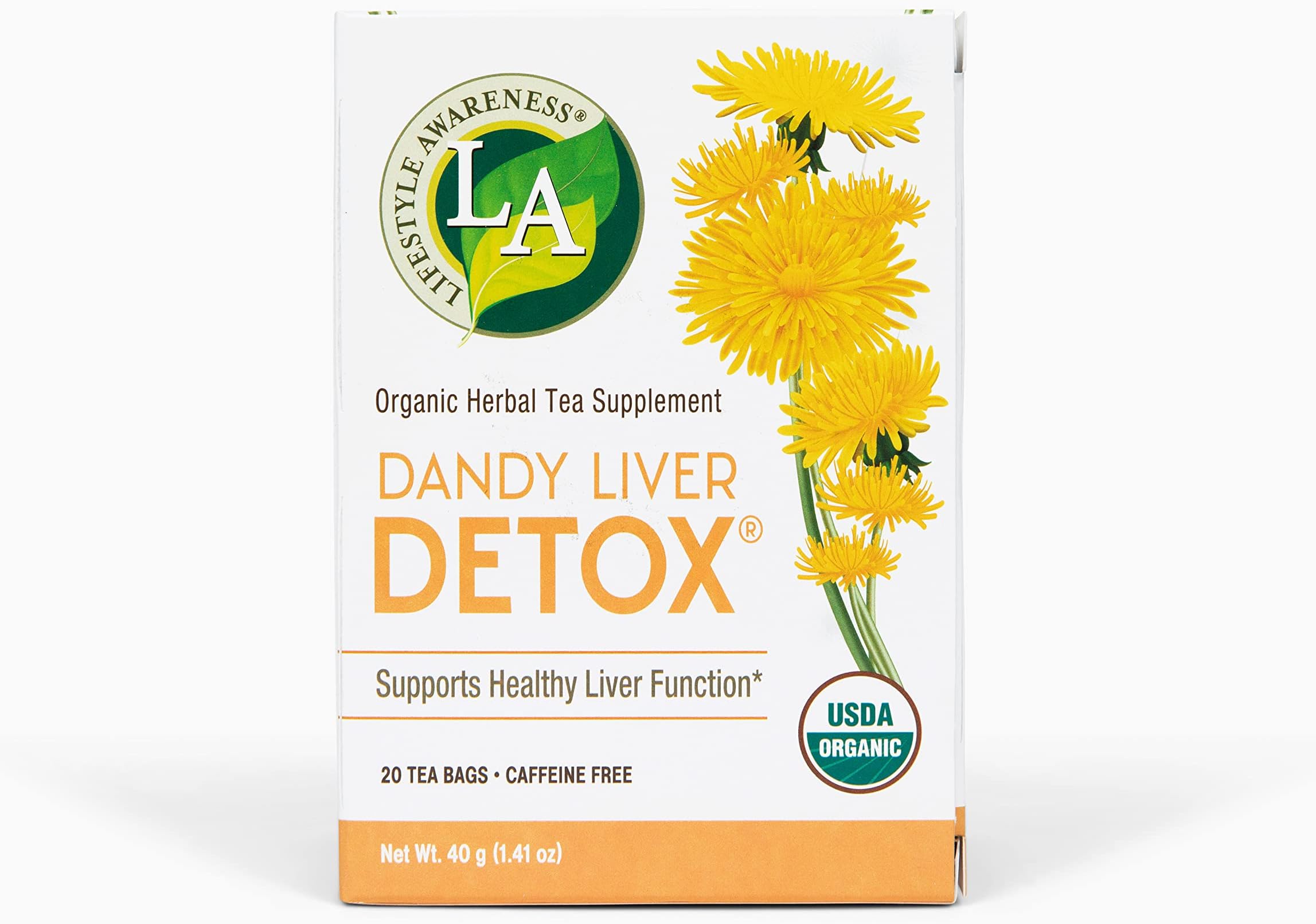Lifestyle Awareness Teas, Caffeine Free Dandy Liver Detox Tea, 20 Count