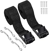 Vista 1 de Correas de amarre de batería de 1 pulgada x 4 pies para barcos, sujeción de batería con hebilla de leva, soporte de acero inoxidable y tornillos SS