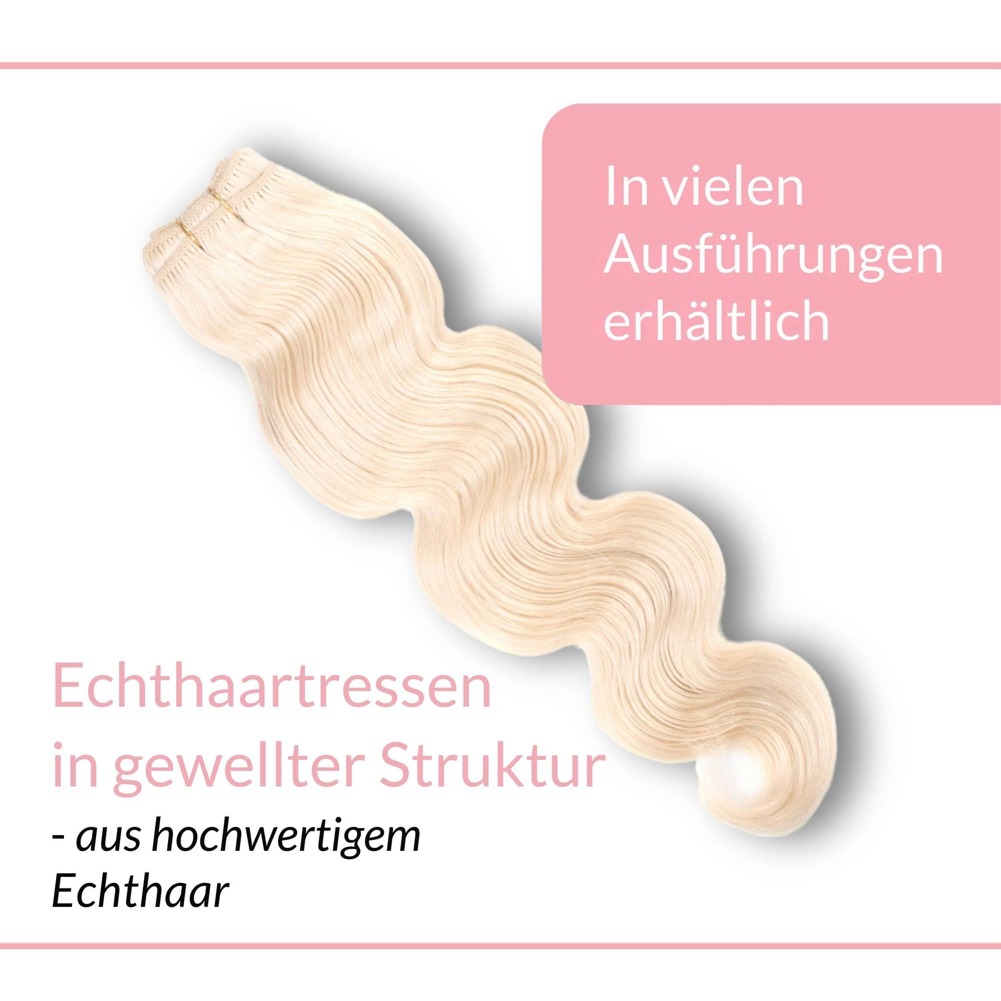 hair2heart Echthaar Tressen zum Einnähen Extensions Gewellt - 70cm 100g 9/0 lichtblond