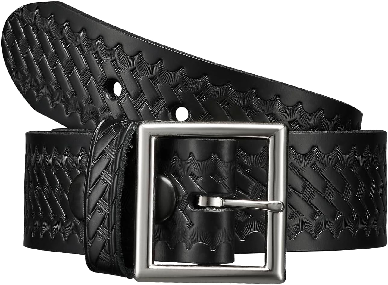 Perfect Fit 1.5 Inch Garrision Genuine Leather Belt American Made Black Leather and Chrome Buckle