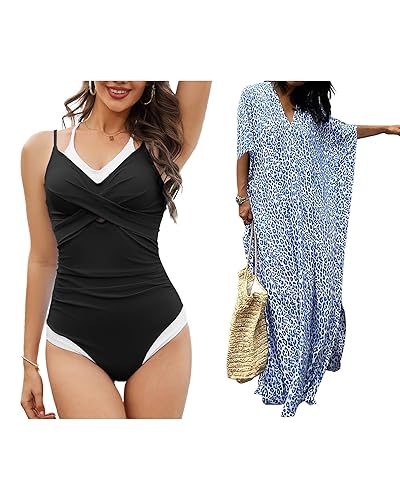 Bsubseach Beach Kaftan Dresses & One Piece Tummy Control Bathing