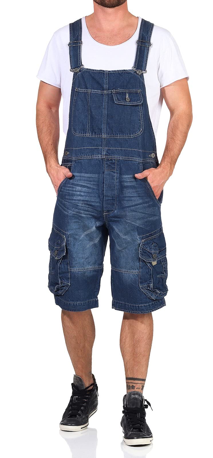 Jet Lag Herren Latzhose Overall Cargo Shorts