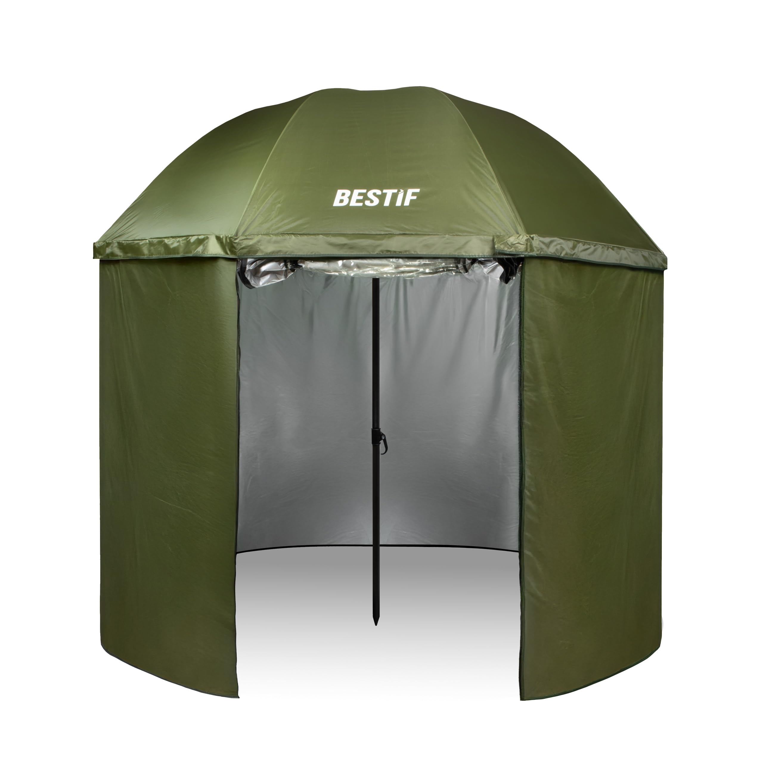 Parapluie de pêche avec paroi latérale et fenêtre - Imperméable, pliable - Coupe-vent - Pour pêcheur - 205 cm