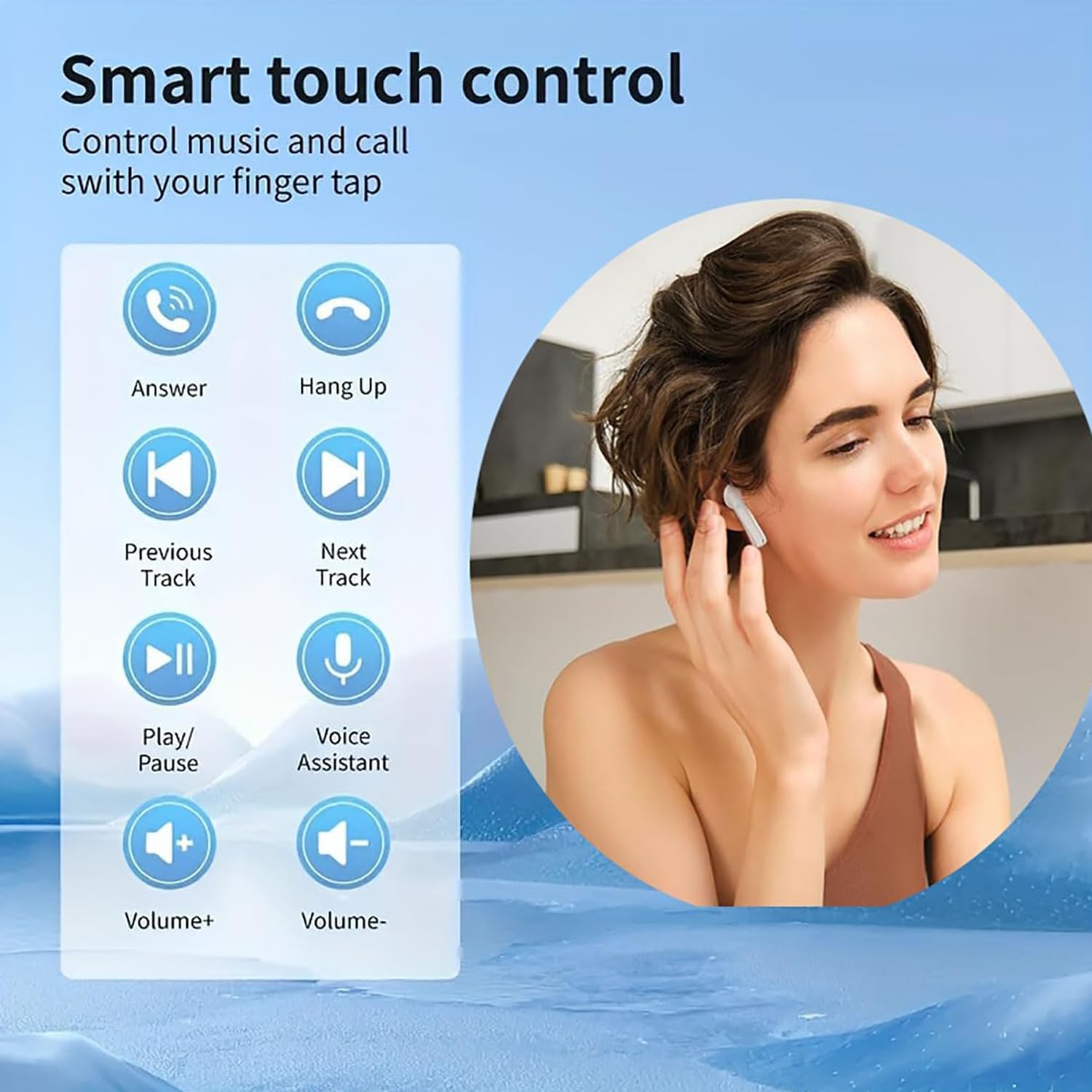 Cuffie Bluetooth, Auricolari Bluetooth 5.3 Wireless, 48 Ore Cuffie In Ear Wireless Stereo HiFi con 4 ENC Cancellazione Rumore, Cuffiette Senza Fili Touch Control IPX7 Impermeabile per iPhone Android