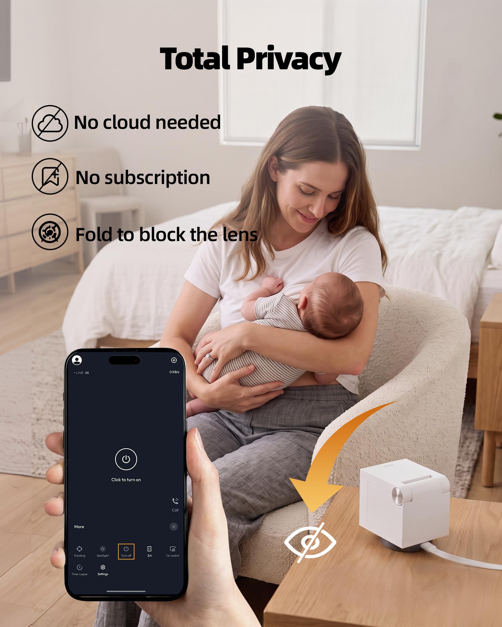 Genie S 5MP wewnętrzna kamera bezpieczeństwa, Pan Tilt, kamera WiFi do monitorowania dziecka/kamery dla zwierząt domowych z aplikacją na telefon, automatyczne śledzenie, wykrywanie osoby