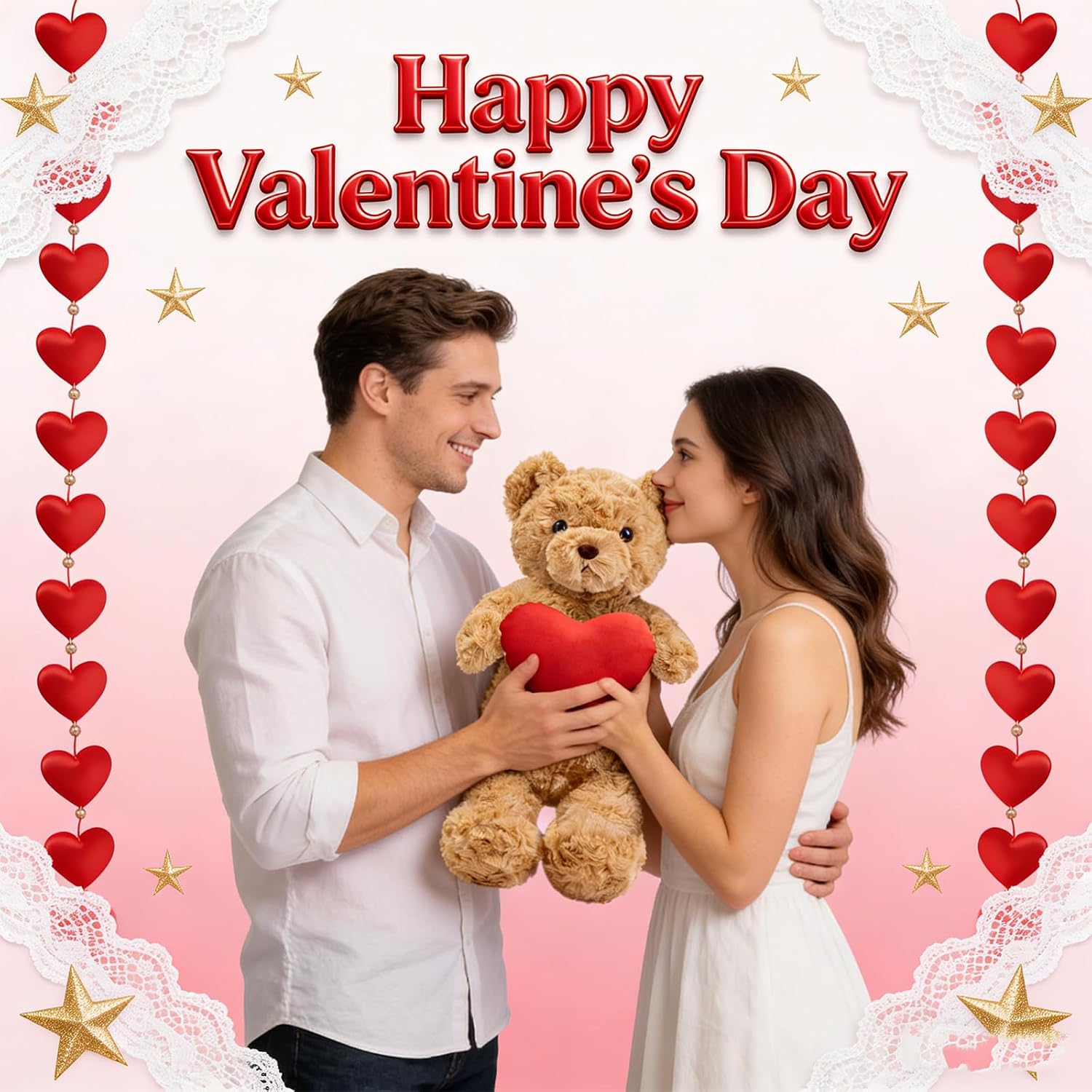 Custom Giant Teddy Bear with Heart 1.7 Ft to 4 Ft, Personalized Big Teddy Bear Valentines Day 20 inch to 48 inch as Personalized Gifts Huge Bears Stuffed Animal for Birthday Anniversary