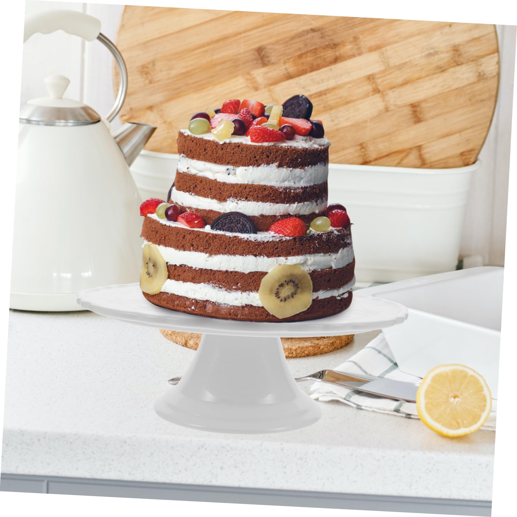 ABOOFAN Alzatina per Dolci in Ceramica Bianca 28cm per Dessert | Serving Muffins, Matrimoni e Tea Party, Design Elegante e Raffinato, Aspetto Romantico