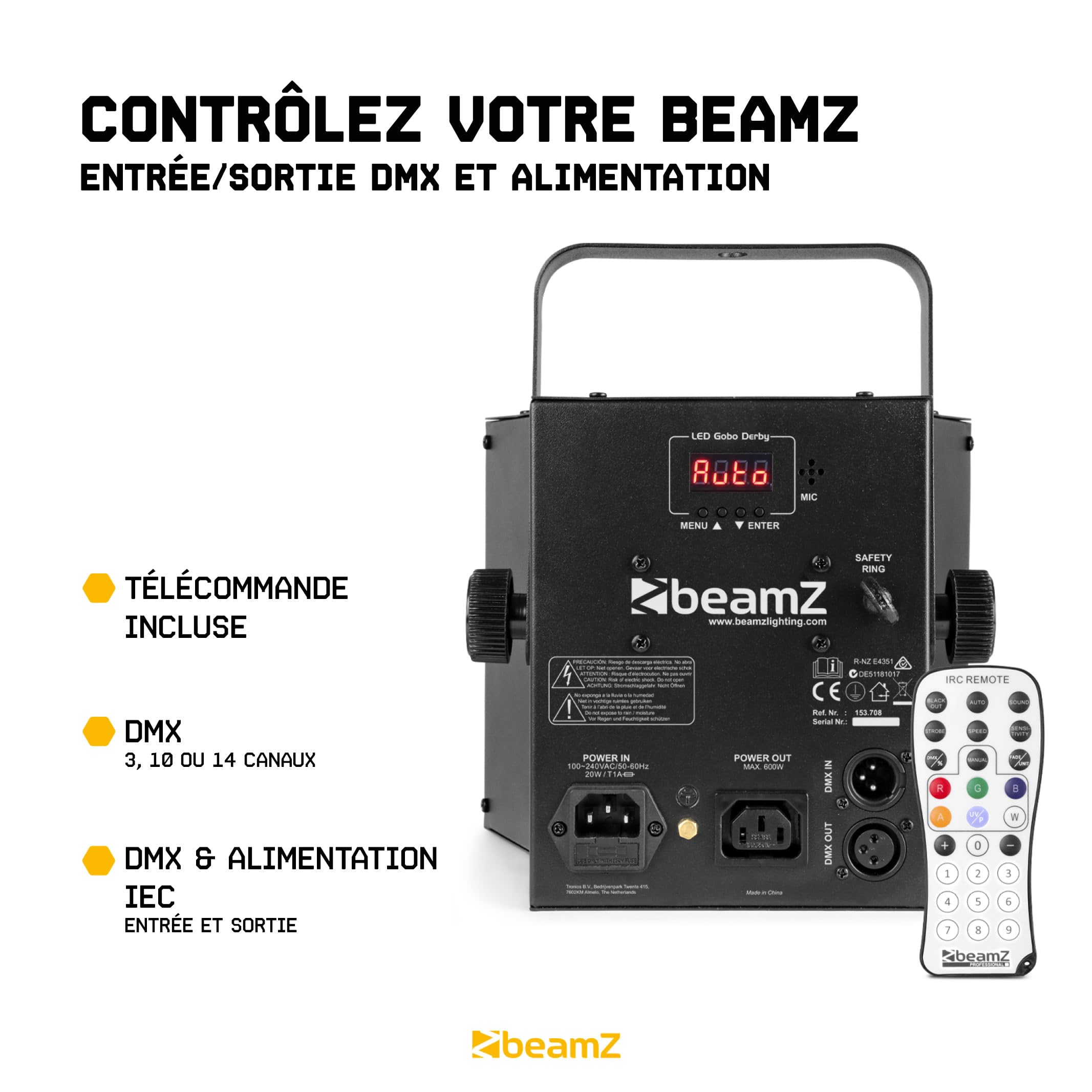 Jeu de lumière 4en1   STROBOSCOPE ASTRO DERBY LASER + Télécommande