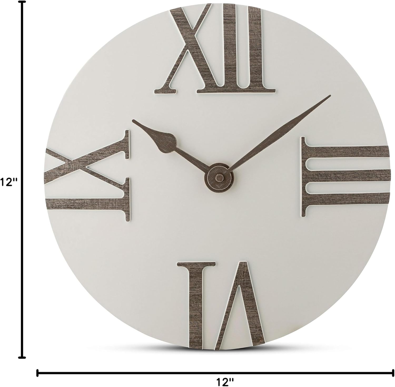 Bernhard Products Wall Clock Silent Non-Ticking 12 Inch Modern White and Grey Unique Convex, Quality Quartz Battery Operated Roman Numeral for Home Living/Dining Room, Office Kitchen Bedroom Clocks