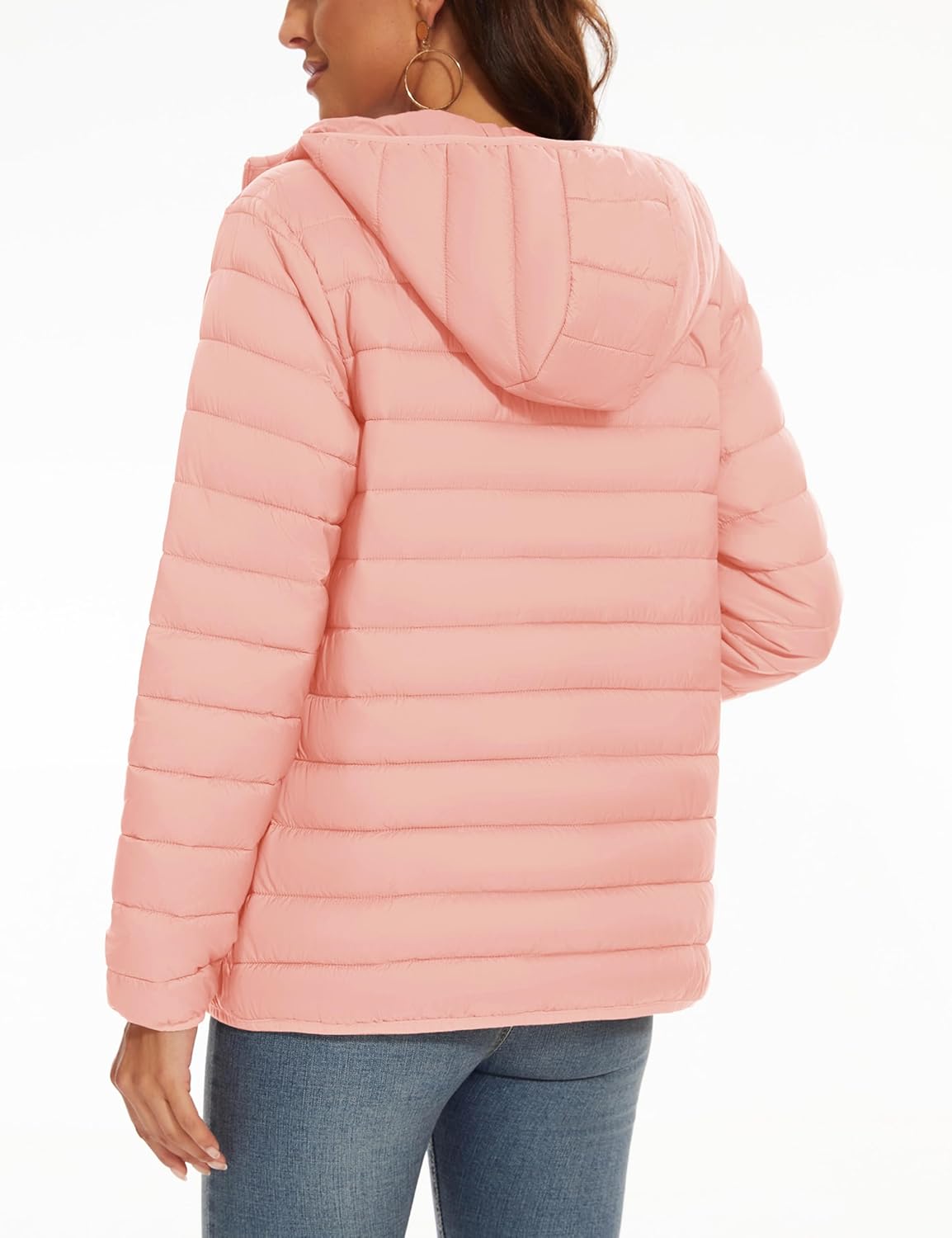 YUCOLEN Women's Puffer Jacket with Hood Lightweight Quilted Padded 4 Pockets Zip-up Coat Winter Jackets for Women - Image 2