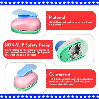 Star Hole Punch, Stars Paper Punch, Stars Punches for Paper Crafts, StarPuncher for Crafts,StarsShaped Hole Punches, 1 inch 5/8 inch 3/8 inch Star Hole Punches Set (Random Color)