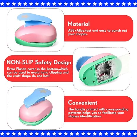 Star Hole Punch, Stars Paper Punch, Stars Punches for Paper Crafts, StarPuncher for Crafts,StarsShaped Hole Punches, 1 inch 5/8 inch 3/8 inch Star Hole Punches Set (Random Color)