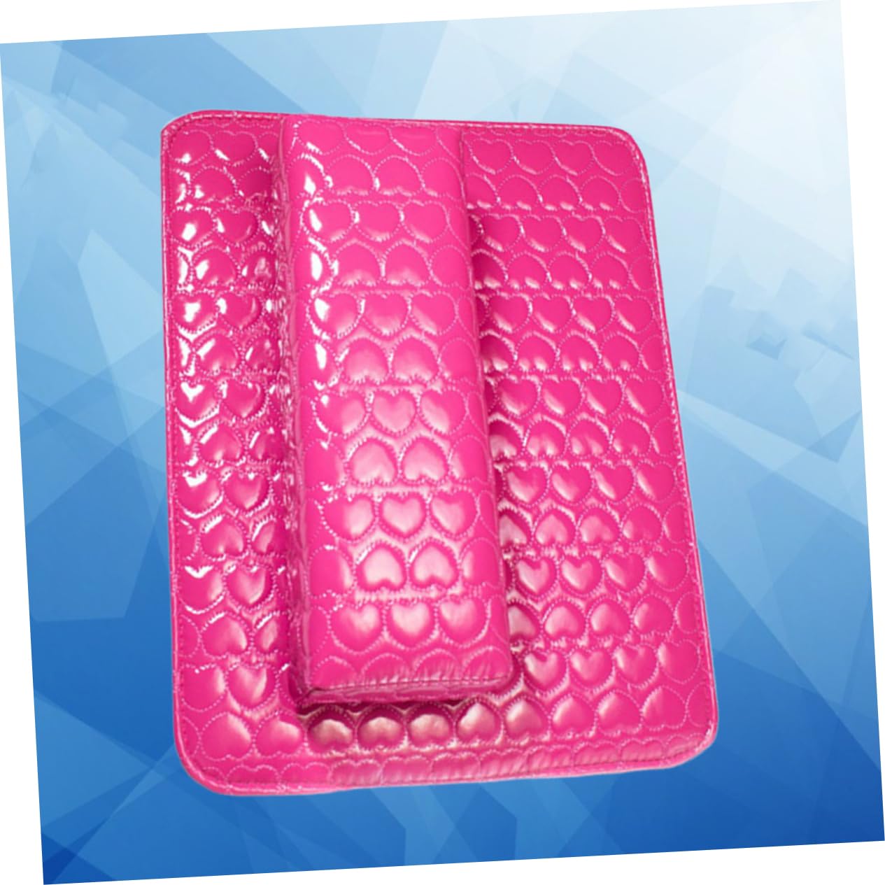 MERRYHAPY 1set Pu Leather Manicure Hand Rest Cushion Heart Pattern Comfortable Wrist Support for Nail Art Salon Use Rosy