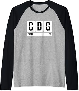CDG Paris France Travel Souvenir Airport Code Black Raglan Baseball Tee