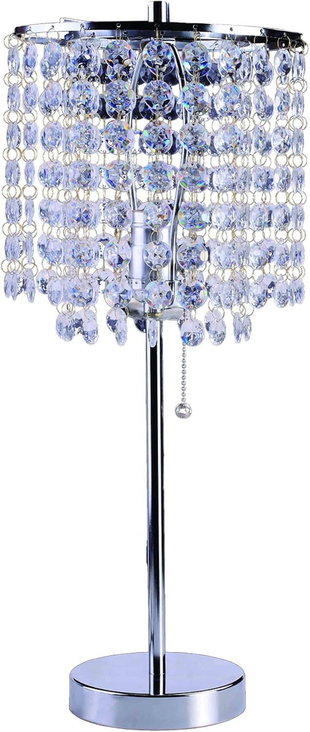 Crystal Beads Table Lamp, Chrome