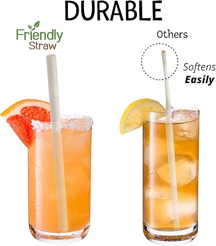Miniatura 3 de Friendly Straw Paquete de 150 pajitas biodegradables jumbo para batidos y batidos, 7.75 x 0.4 pulgadas, pajitas de papel desechables extra anchas
