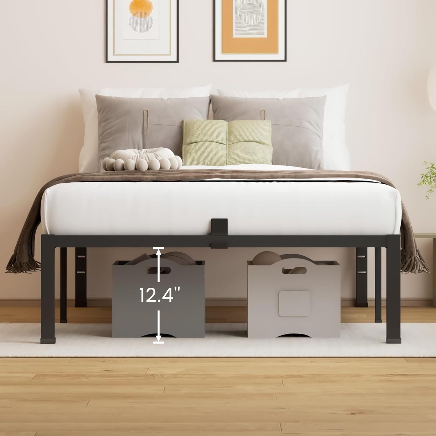 14 Inches Twin Bed Frames, Heavy Duty Metal Platform Bed Frame with Mattress Slide Stopper - Easy Assembly | Noise Free Bedframes | No Box Spring Needed - Image 5