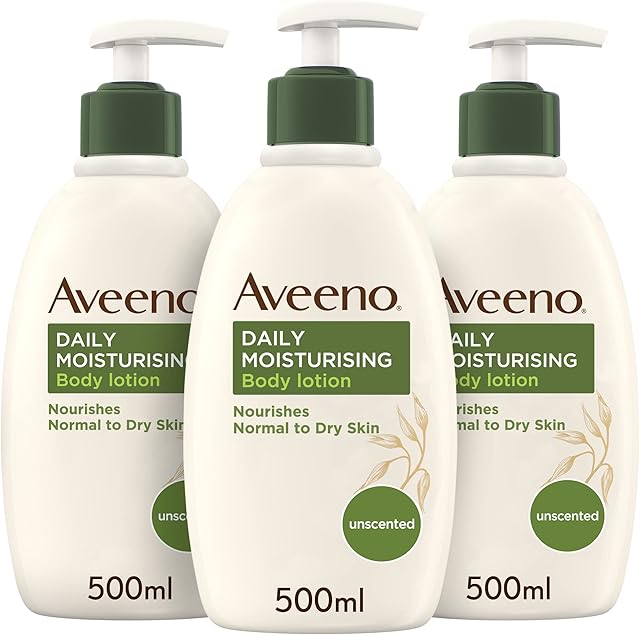 Aveeno Daily Moisturising Body Lotion Bundle, 3 x 500ml, Brown