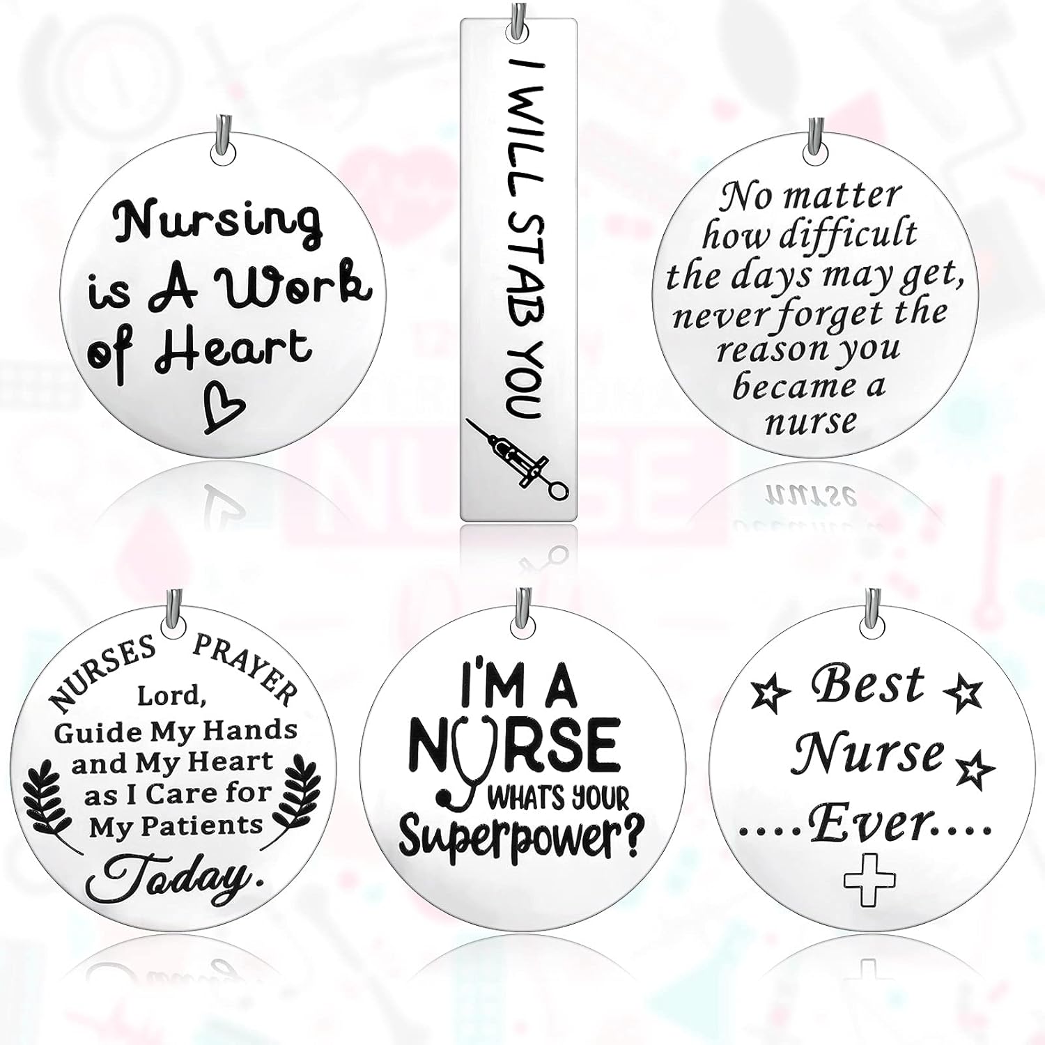 Hicarer 6 Pcs Nurse Keychains Nurse Week Appreciation Gifts Nursing Students Employee Gifts for Medical Doctor Rn Practitioners - Image 2