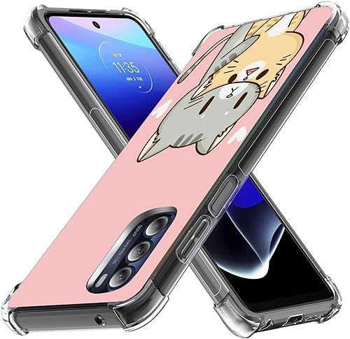 Miniatura 4 de Beaucov Moto G 5G 2022 - Funda protectora contra caídas de gato amarillo y gato verde, a prueba de golpes, carcasa protectora de cuerpo completo