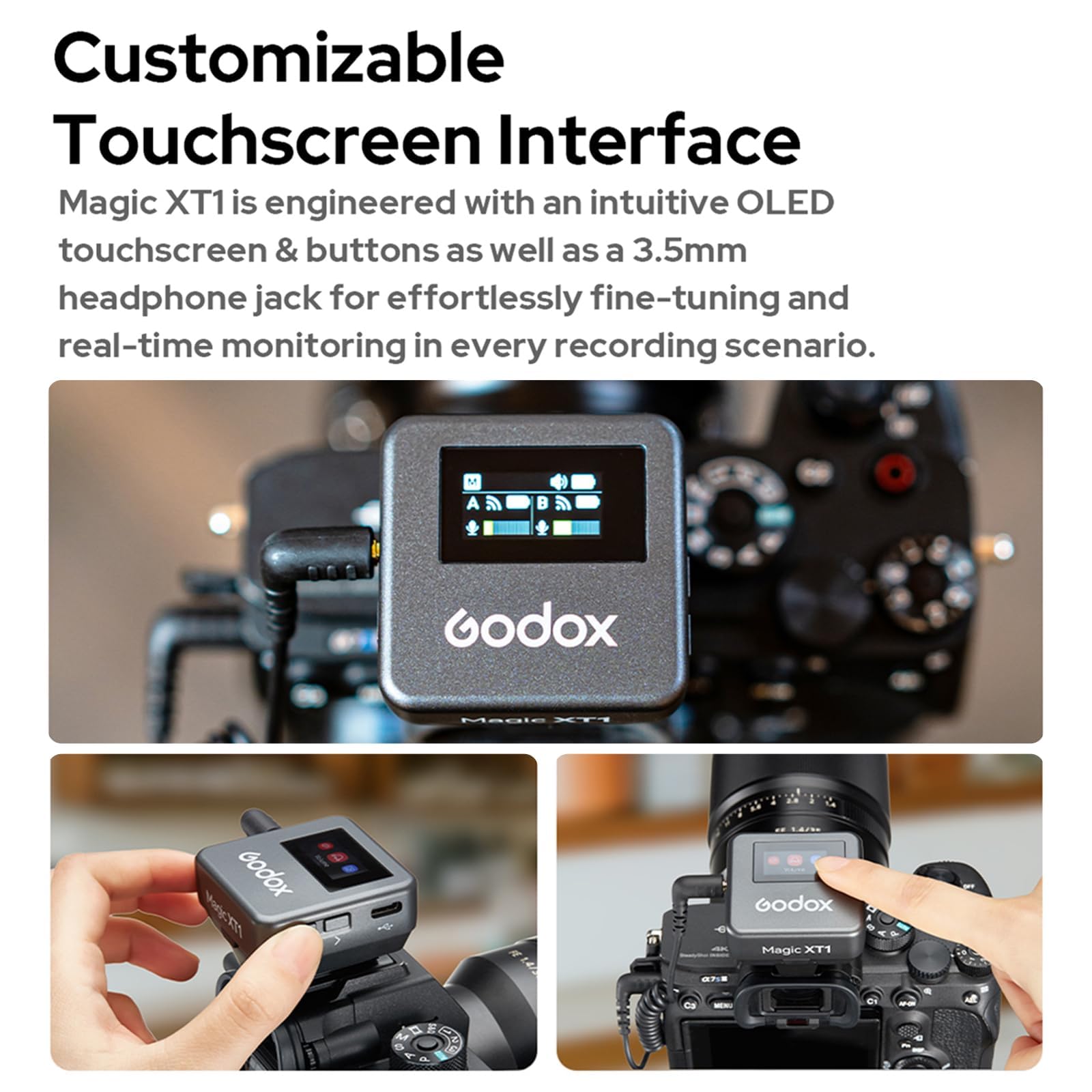 Godox Magic XT1 Micrófono Lavalier Inalámbrico - Alimentación Y Memoria Integrada, Pantalla Táctil OLED, Audio De 48 Khz/24 bits, Micrófono Inalámbrico 2.4g para Cámaras Smartphone Pc Tiktok Youtube