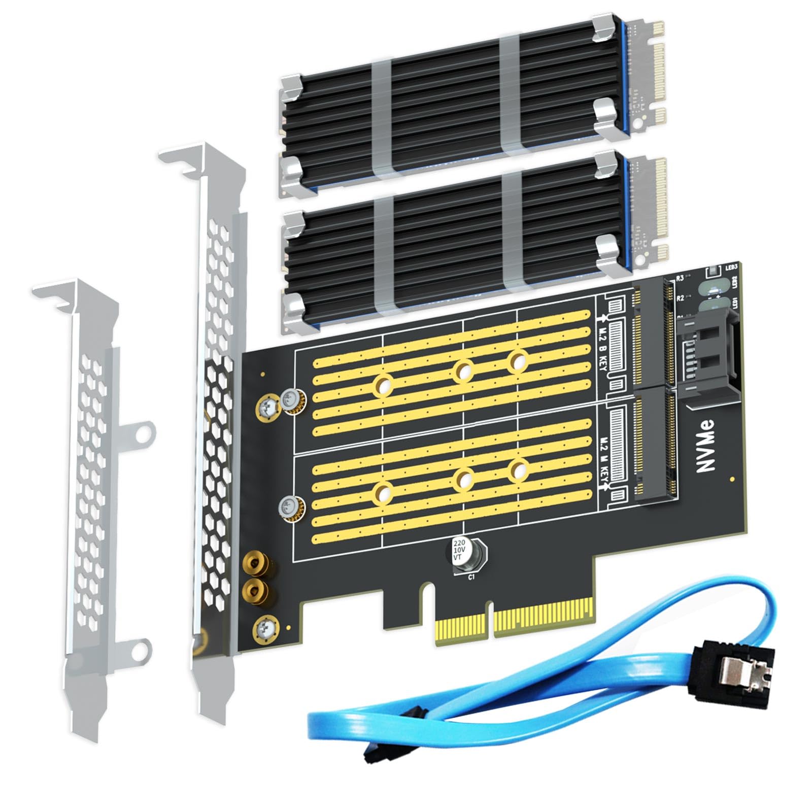 glotrends 2 in 1 2280 M.2 NVME Adapter with Aluminum Heatsink for PCIE NVME SSD (Key-M) and M.2 SATA SSD (Key B/B+M) (PA12-HS)-picture-27