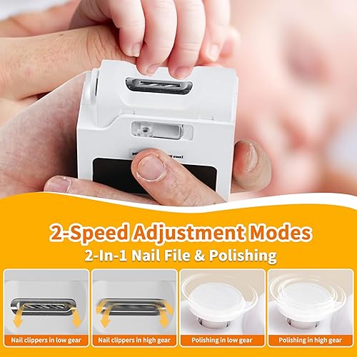 Miniatura 8 de Cortaúñas eléctrico, cortaúñas eléctrico para bebés con luz LED y almacenamiento de clip de uñas, recortador de uñas de seguridad recargable por USB