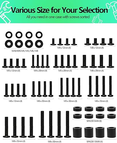 Miniatura 3 de Nuyoah Tornillos de montaje de TV con caja organizadora, kit de tornillos universales para montaje de TV incluye tornillos de repuesto M4 M5 M6 M8,