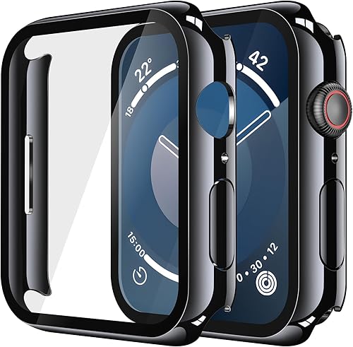 Miniatura 22 de Misxi Paquete de 2 fundas rígidas de PC con protector de pantalla de vidrio templado compatible con Apple Watch Series 3 y 2, 42mm, funda protectora