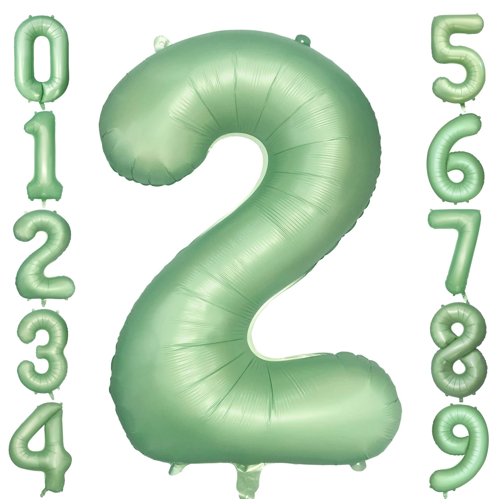 Green Number 2 Balloons 40 Inch Matte Green Party Decorations Weed Themed Large Olive Green Retro Birthday Balloon for Wild Zoo Theme Party Supplies