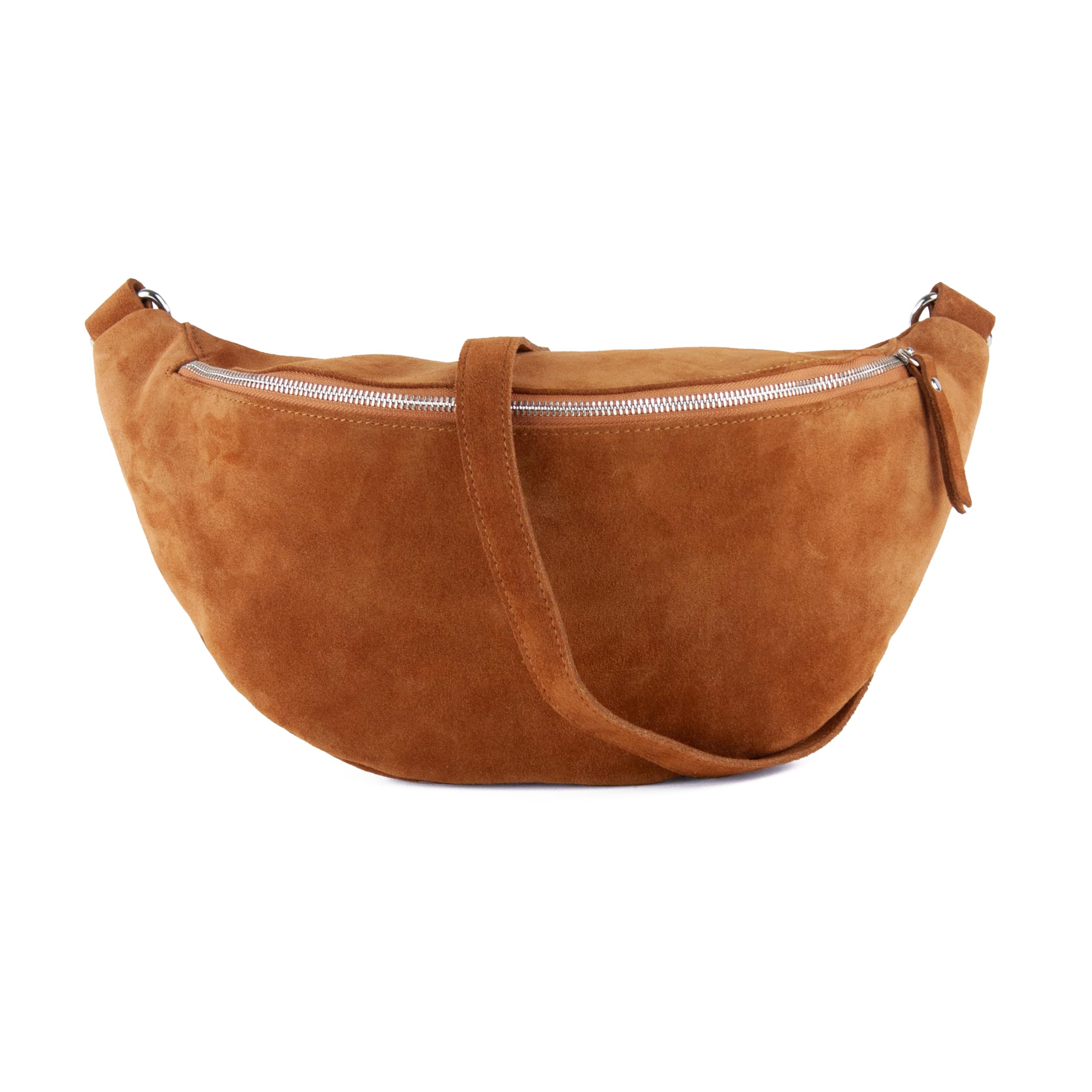 Bauchtasche aus Veloursleder in XL, große Wildleder Bauchtasche, Festival Tasche, Cross Body Tasche, Gürteltasche, Geschenk (Cognac)