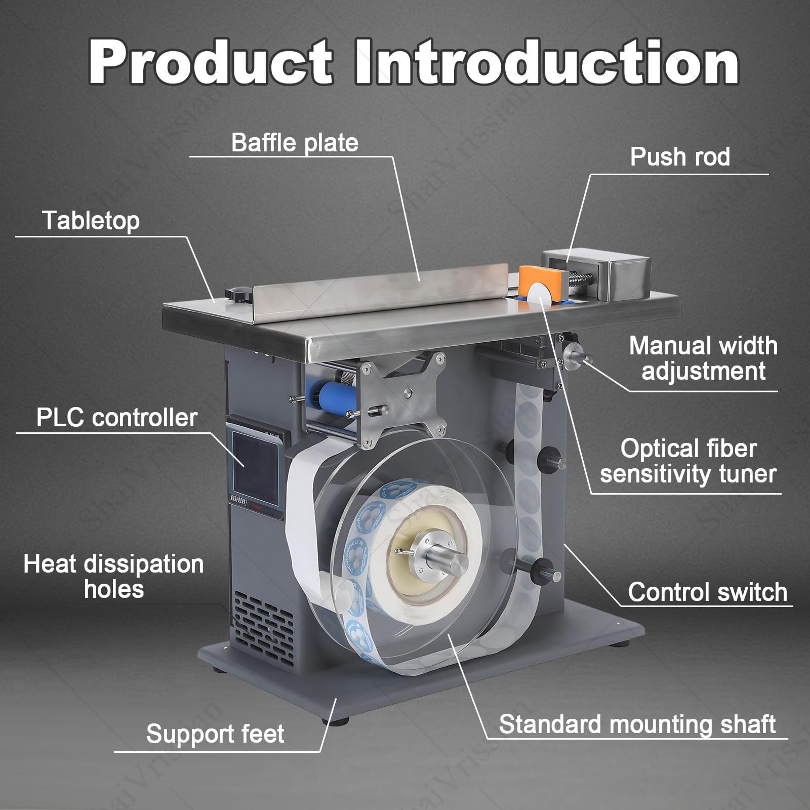 Etichettatrice, etichettatrice automatica ad angolo retto con controller PLC e sensore di luce, precisa per etichette quadrate e rotonde trasparenti