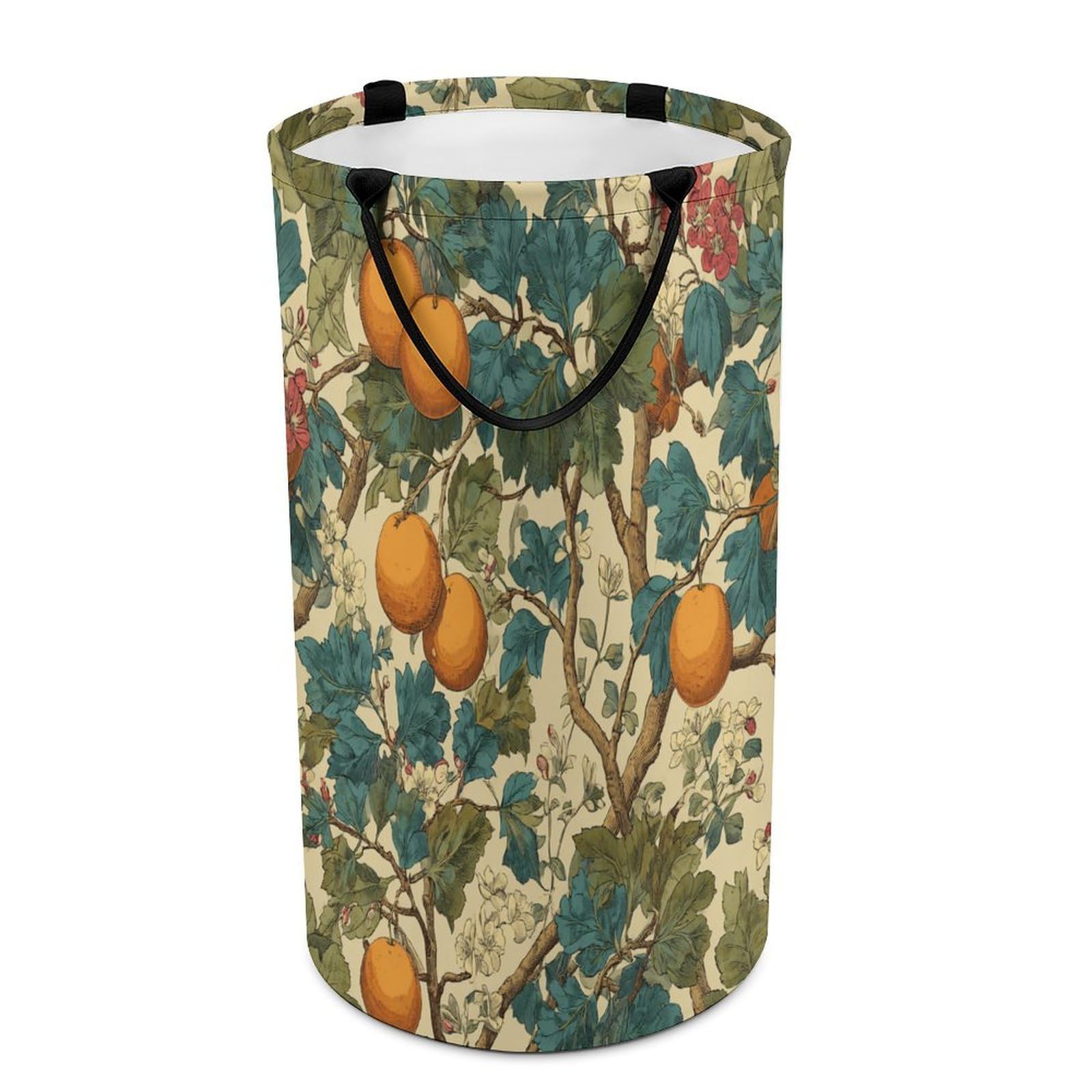 LUYYSKY Funny Watercolor Fruit Oranges Collapsible Dirty Clothes Basket, Mid Century William Morris Botanical Floral Oranges Pattern Portable Clothes Storage Basket