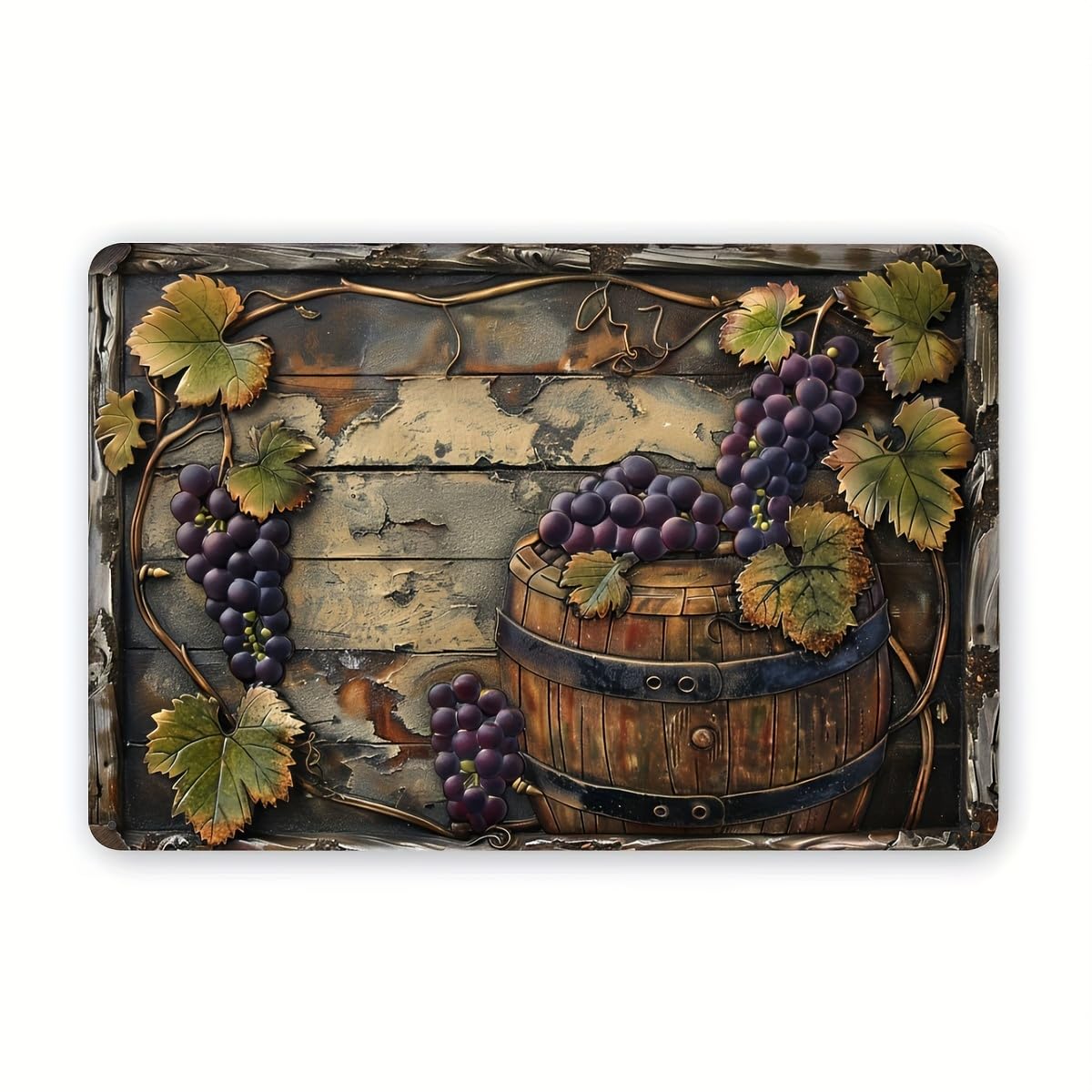 Vintage Grape Wine Metal Tin Sign - Rustic Wall Decor For Home, Office, Bar, Cafe & Garage, Indoor/Outdoor Hanging Art, 12X8 Inches