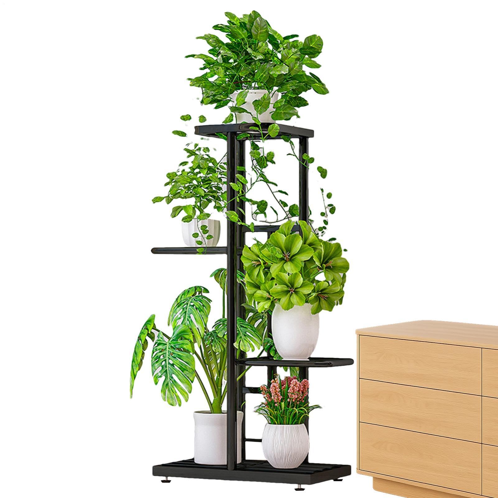Scaffale portapiante Scaffale Portavasi In Metallo A 4 Ripiani E Robusto | Portavasi per piante Per Interni Ed Esterni Giardino Patio Balcone Pavimento E Angolo Soggiorno