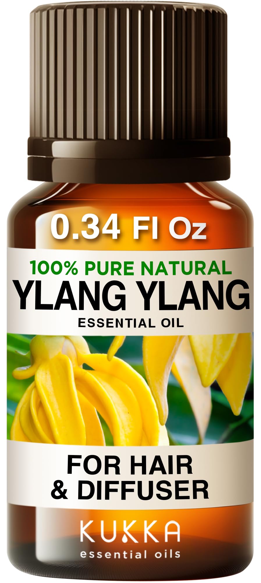 Kukka 100% Pure Ylang Ylang Essential Oil for Skin, Diffuser, 0.34 Fl Oz