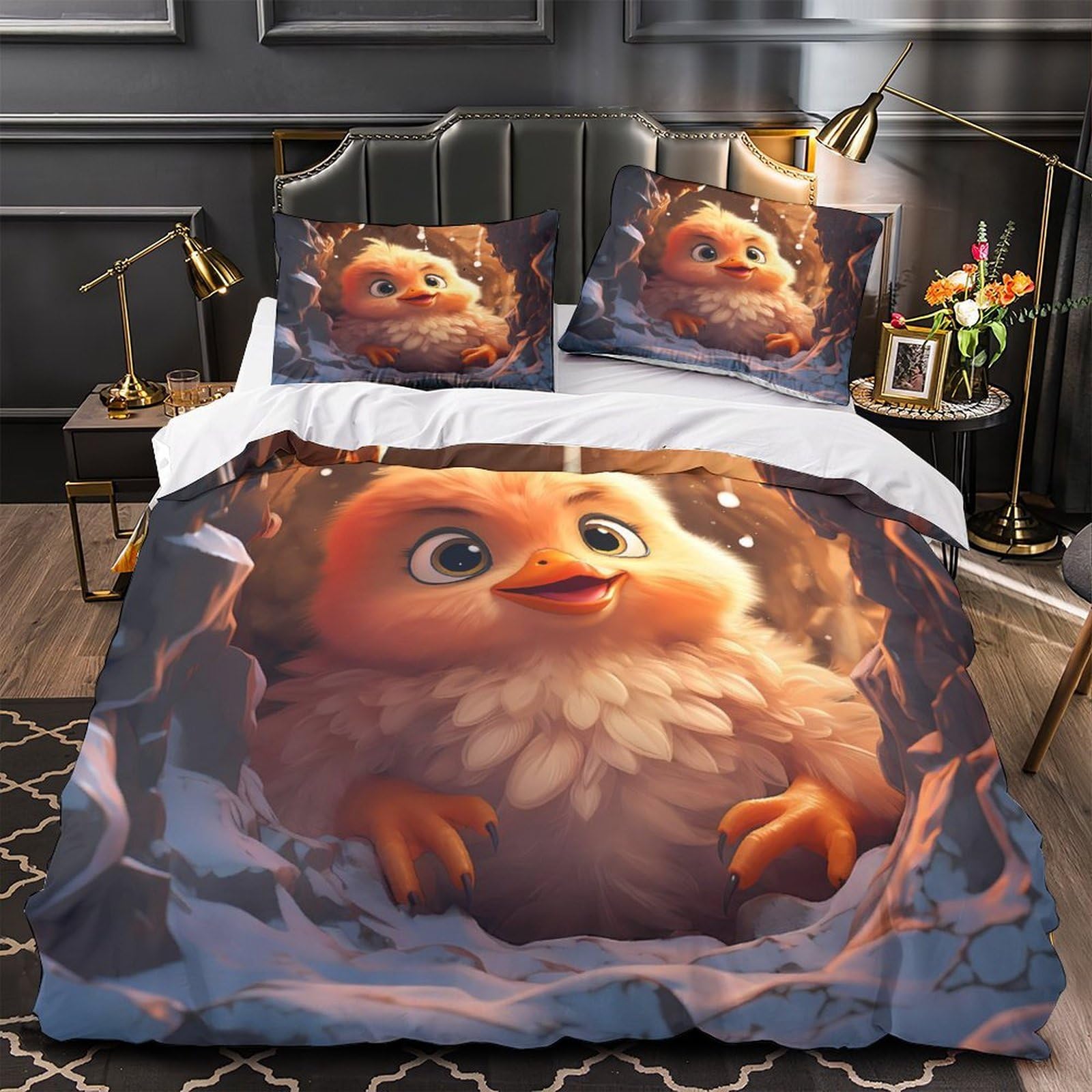 Housse de Couette Chat Mignon Facile à Nettoyer avec Fermeture Éclair