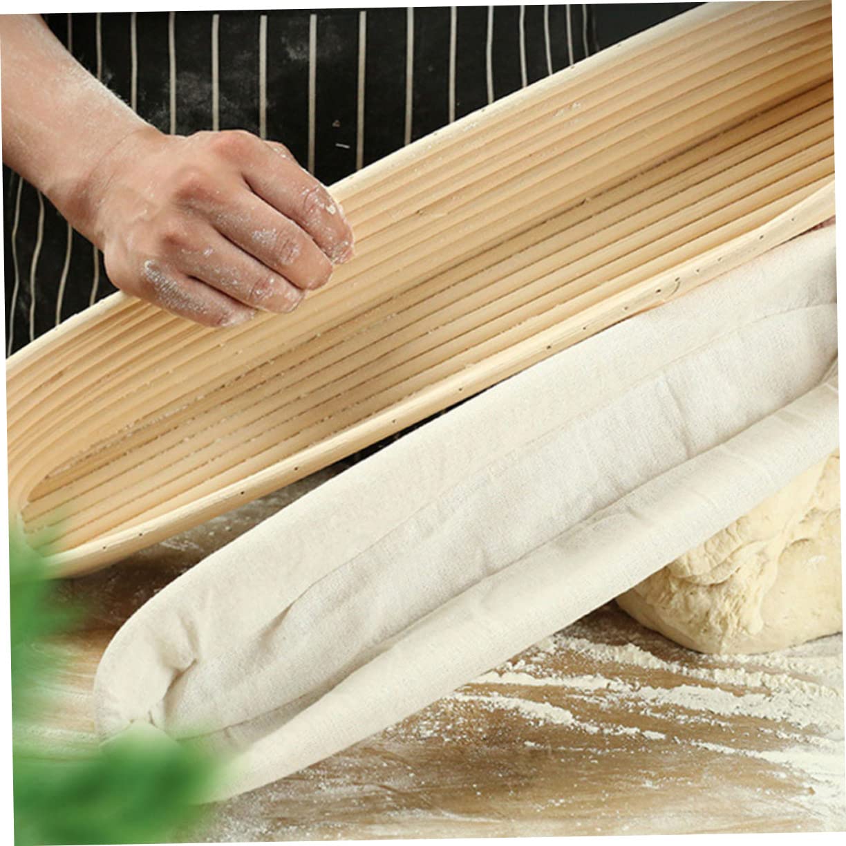 Langer Brotkorb für Teigführung, Wiederverwendbar, Handwaschbar, Beige | Brotbacken und Gärung, für Erfahrene Bäcker und Anfänger zu Hause, aus Weide, 1 Stück Zufällige Farbe