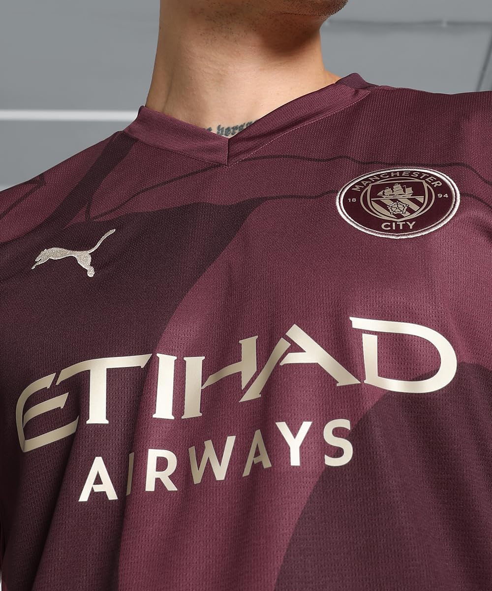 Men’s Manchester City FC 2024/25 Replica Third Soccer Jersey - Burgundy - Image 4