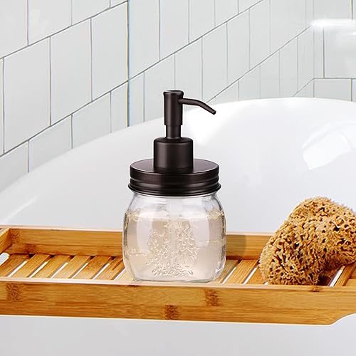 Miniatura 8 de Amolliar Dispensador de jabón líquido en tarro Mason de 10 onzas, bomba y tapa de acero inoxidable, bonita decoración de granja para cocina, baño,